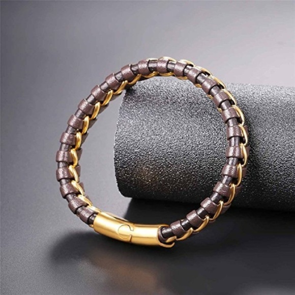 Mens "Anthony" Genuine Leather Bracelet - Picture 4 of 4